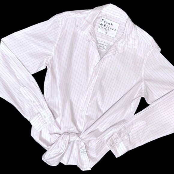 Frank & Eileen • Frank Classic Button Up | Pink w/ Blue Pinstripes || Medium - Picture 2 of 2
